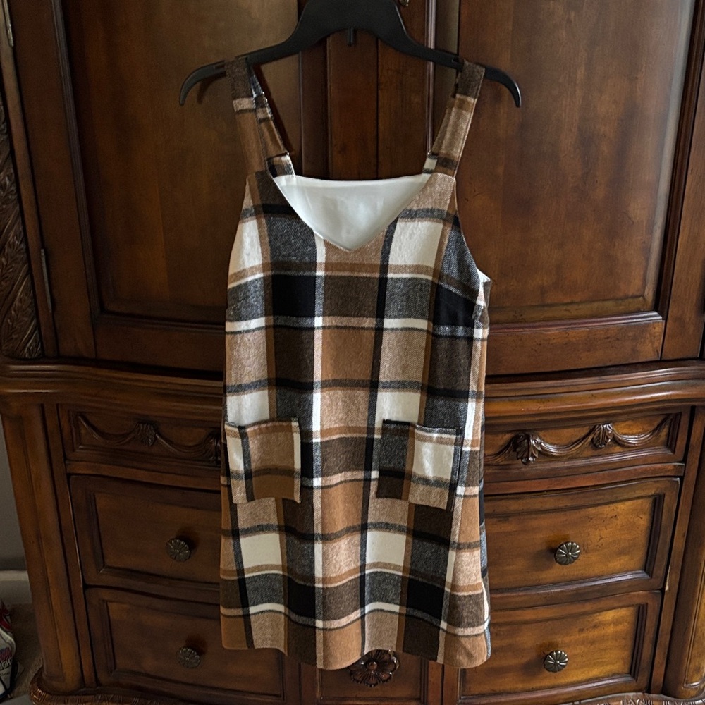 Plaid Sleeveless Dress with Pockets